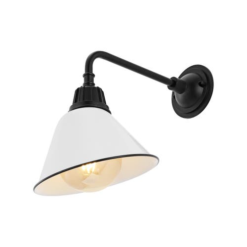 Jonathan Y Croydon 1-light Farmhouse Industrial Indoor/outdoor Iron Led Gooseneck Arm Outdoor Sconce In White/black
