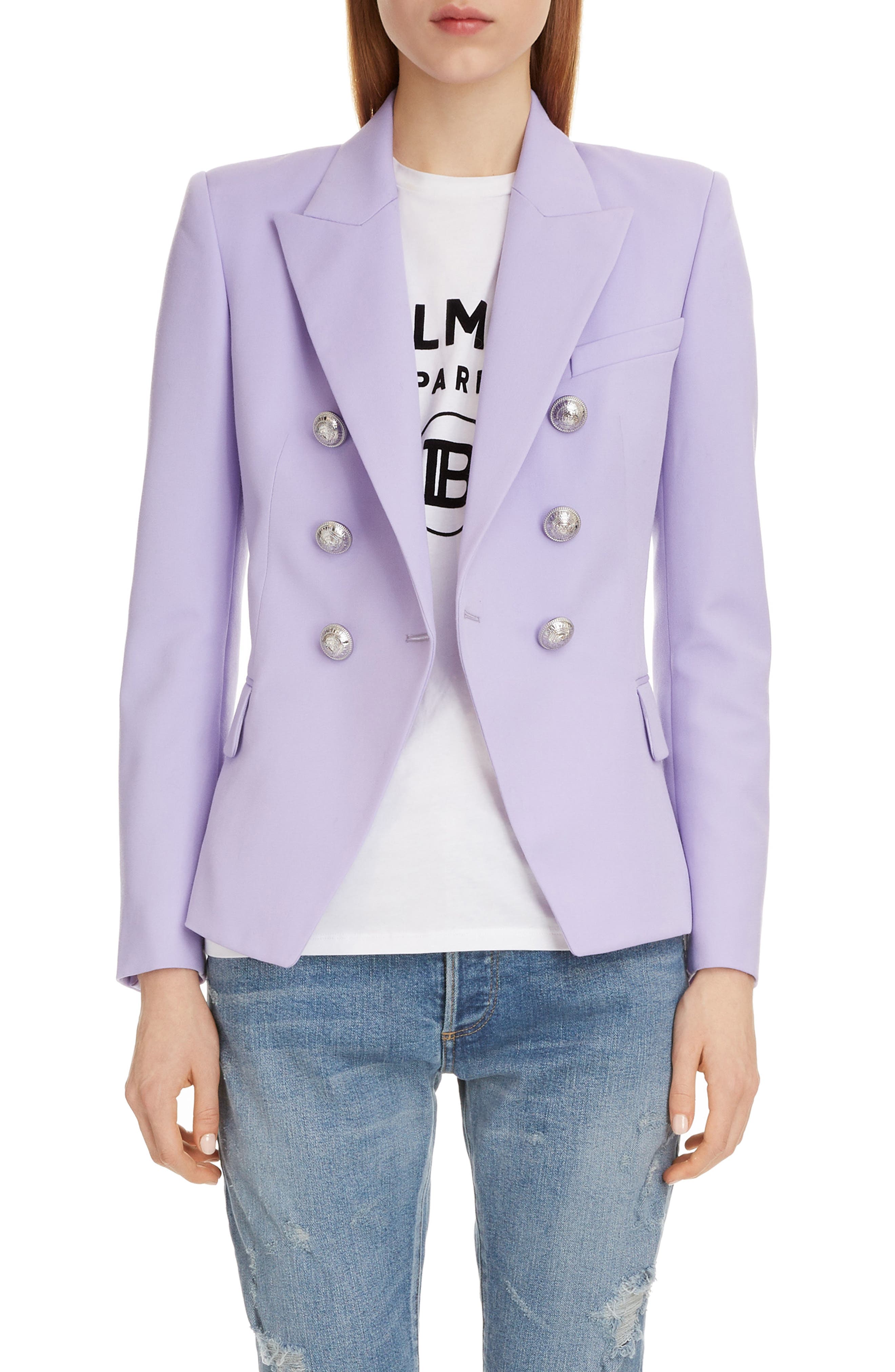 lilac balmain blazer