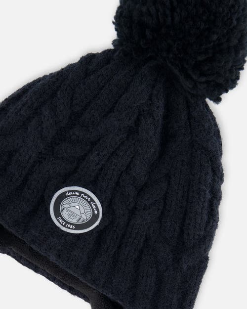 Shop Deux Par Deux Kids Unisex Peruvian Knit Hat Black In Anthracite