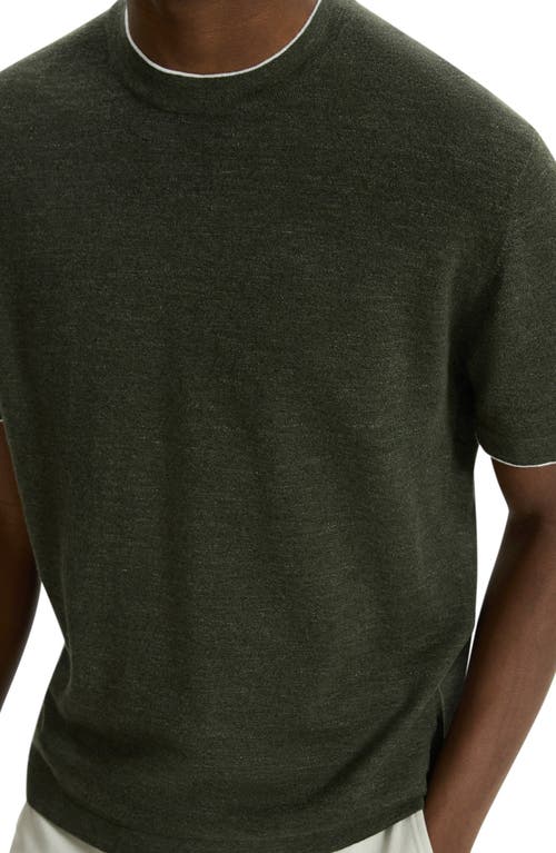 Shop Theory Kolben Linen Blend T-shirt In Dark Olive