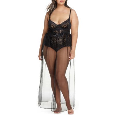 Plus Size Oh La La Cheri Jeana Sheer Mesh High Waist Slip Skirt