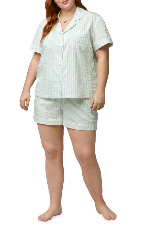 Shop Bedhead Pajamas 3d Stripe Organic Cotton Sateen Short Pajamas In Mint 3d Stripe