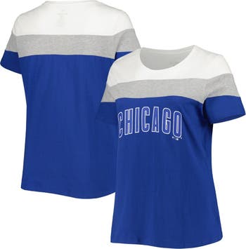 Chicago Cubs Women's Plus Size Lace-Up V-Neck Pullover Hoodie - Royal