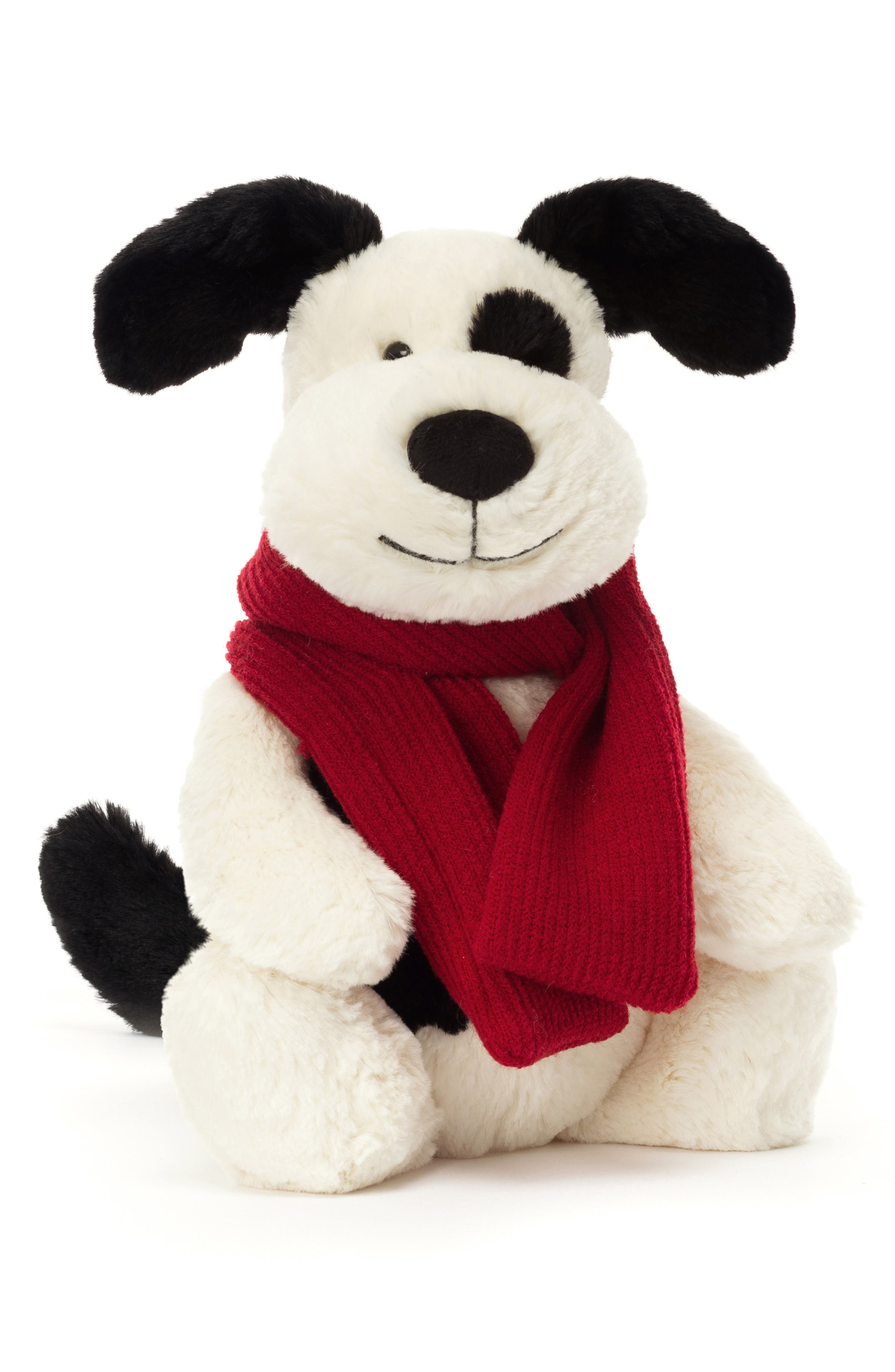 Jellycat Bashful Puppy Stuffed Animal in White/black 