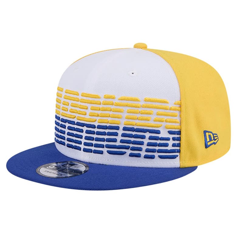 Shop New Era White/royal Golden State Warriors Throwback Gradient Tech Font 9fifty Snapback Hat