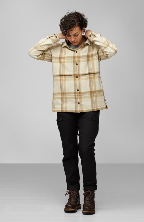 Fjall Raven Fjällräven Singi Organic Cotton Flannel Overshirt In Chalk White-dune Beige