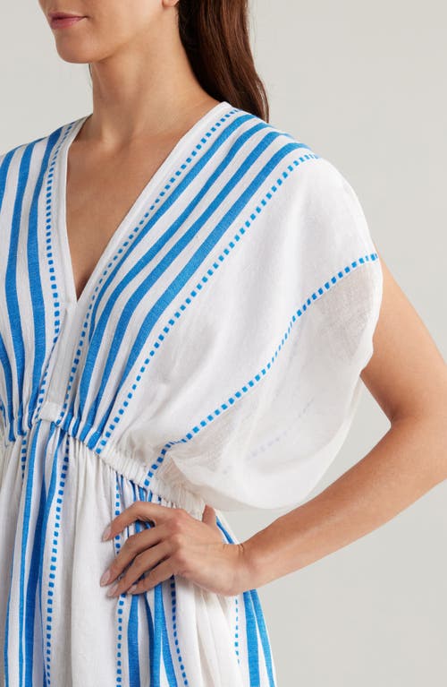 Shop Lemlem Alem Stripe Cotton Blend Cover-up Dress In Eshe Blue