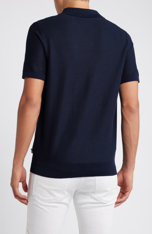 Shop Hugo Boss Boss Tempio Cotton & Lyocell Polo Sweater In Dark Blue