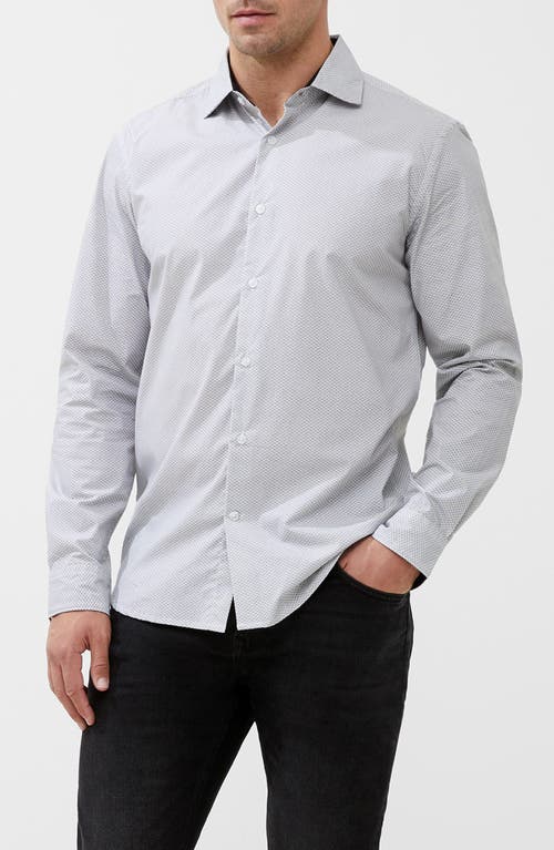 Allover Print Button-Up Shirt in White/Black