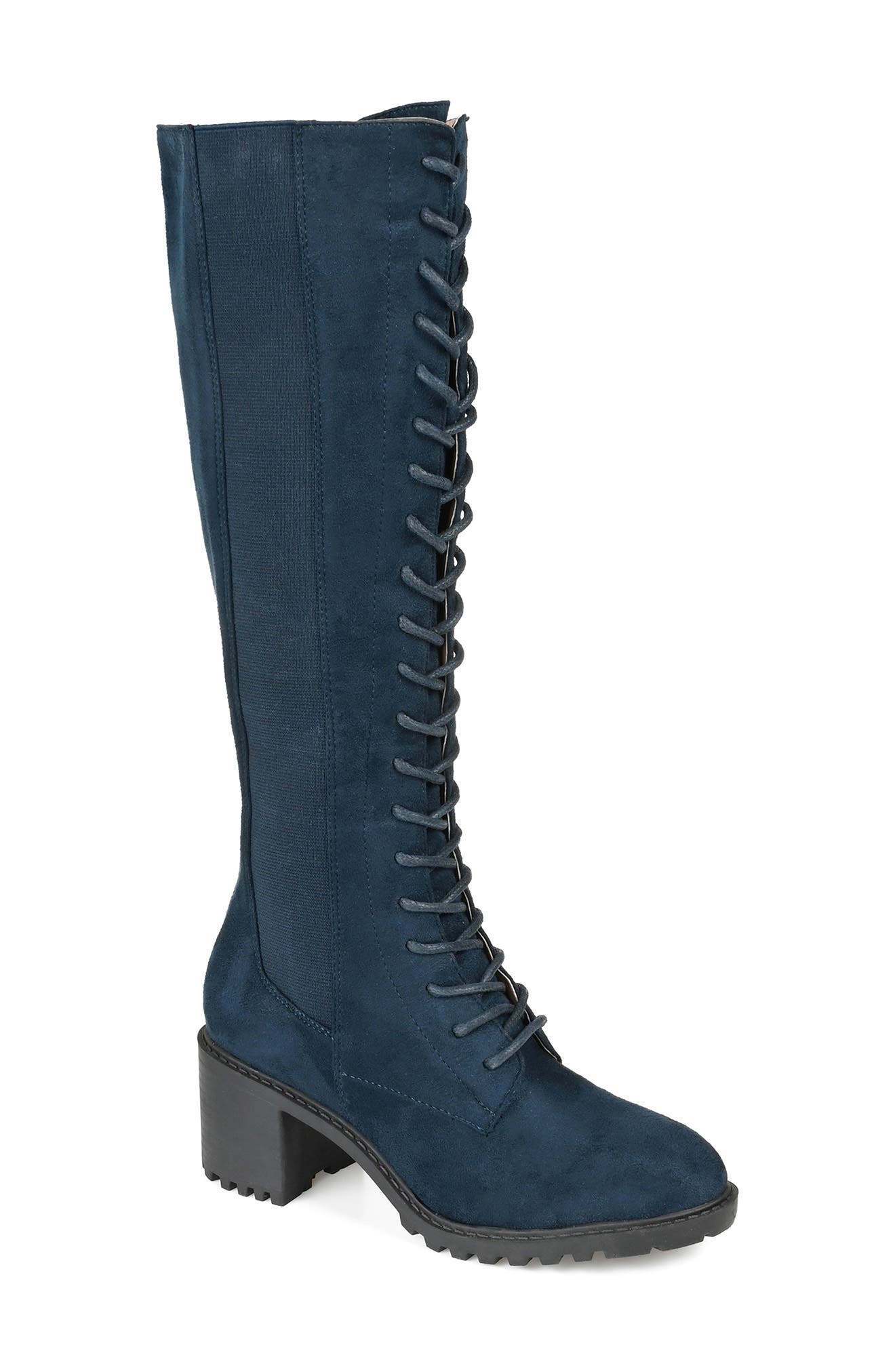 blue mid calf boots