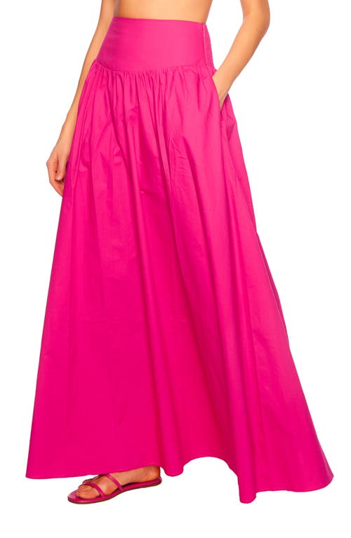 Shop Susana Monaco Drop Waist Cotton Poplin Maxi Skirt In Fuchsia