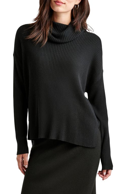 Shop Splendid Georgie Cowl Neck Rib Sweater In Black