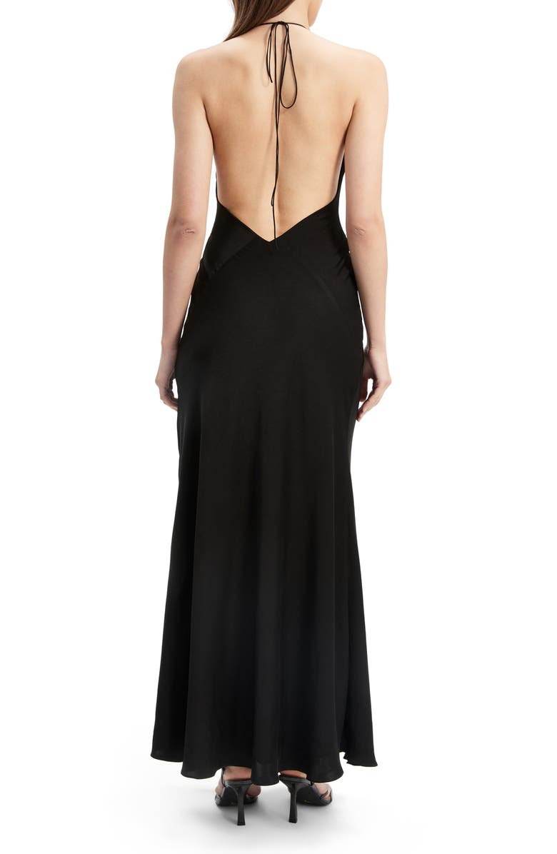 Bardot Aradia Rosette Plunge Halter Gown | Nordstrom