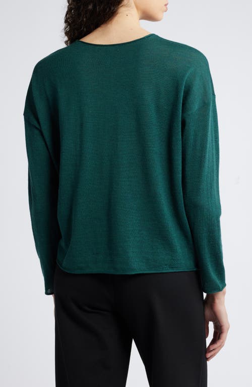 Shop Eileen Fisher Crewneck Wool Sweater In Pine