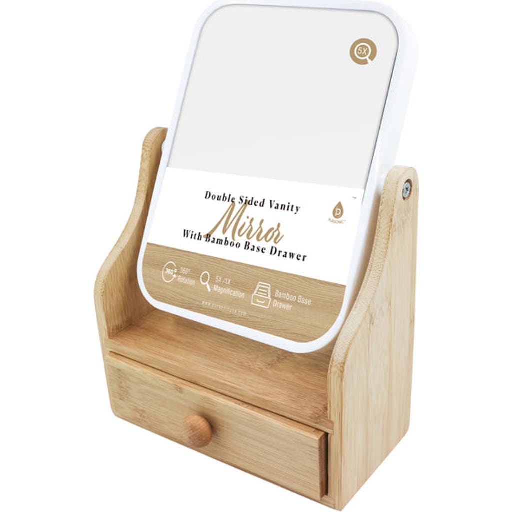 Pursonic Dual-sided Vanity Mirror With Drawer Base In Ivory