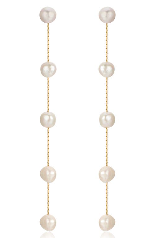 Ettika Dripping Freshwater Pearl Linear Drop Earrings in Gold at Nordstrom