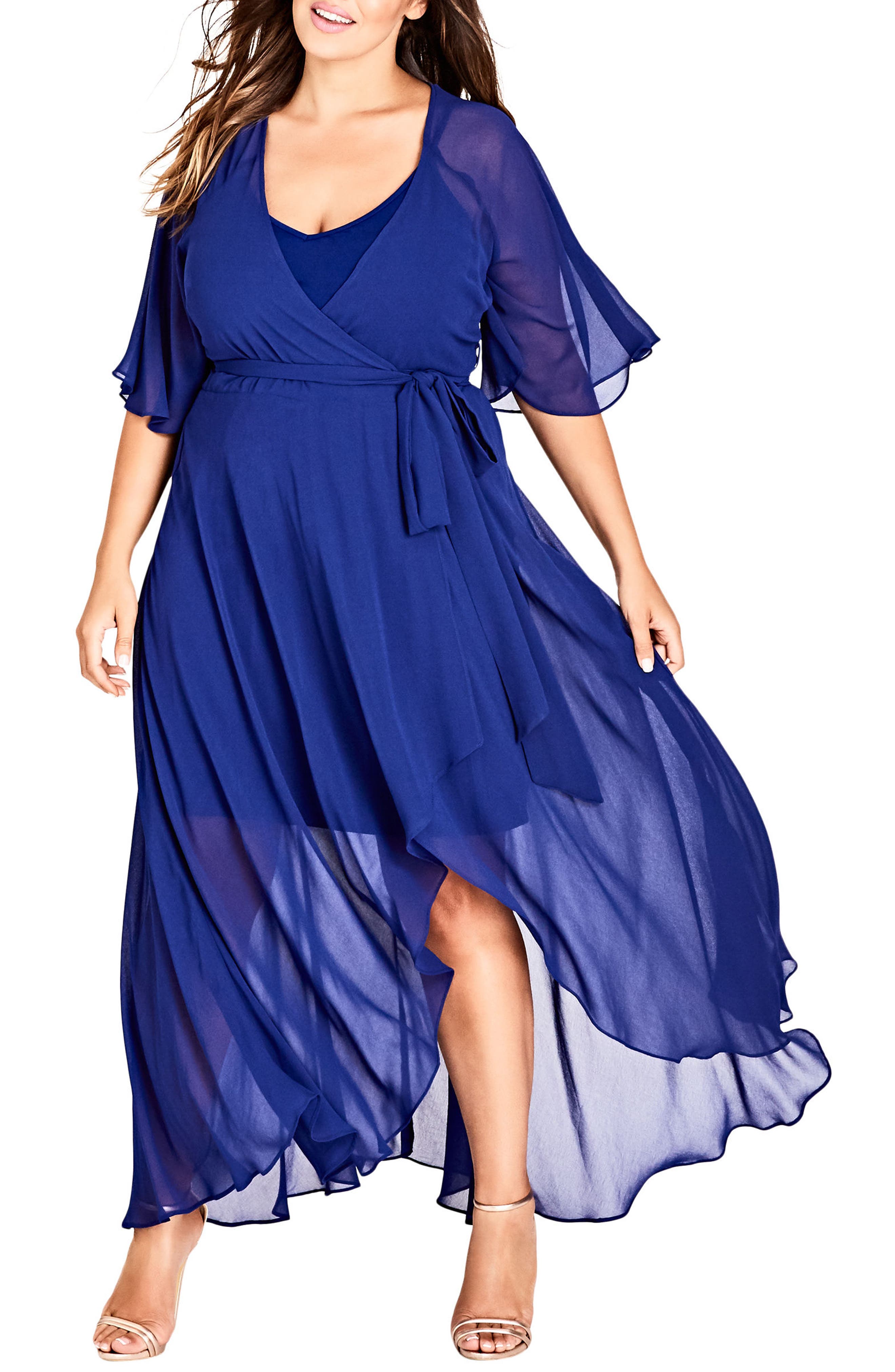 Plus Size City Chic Enthrall Me High/low Dress, Blue