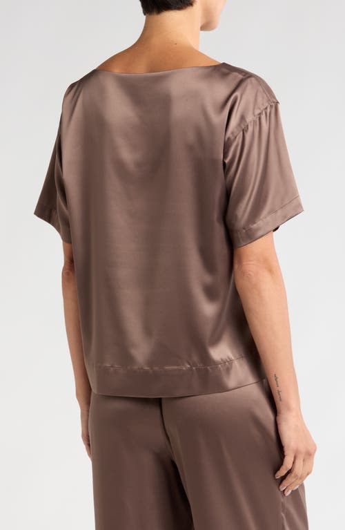 Shop Natori Glamour Satin Pajama Top In Taupe