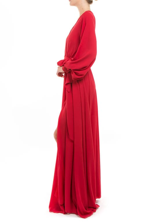 Meghan La Women's Venus Belted Maxi Dress In Cherry