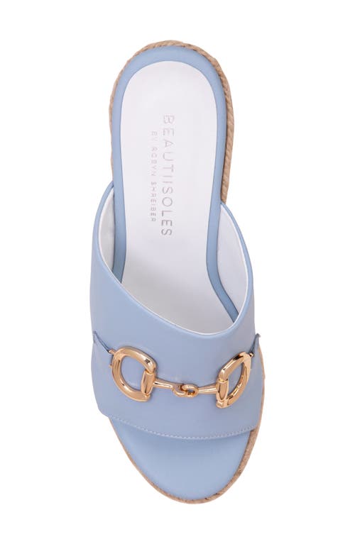 Shop Beautiisoles Norma Espadrille Platform Wedge Slide Sandal In Sky Blue