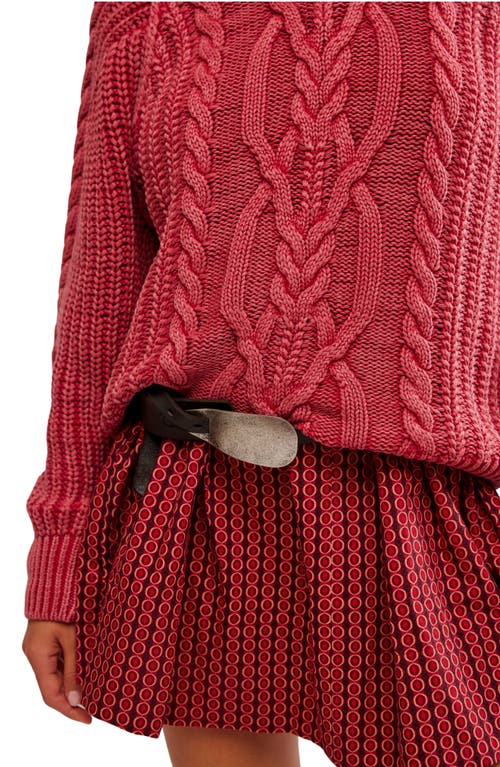 Shop Free People Frankie Cable Cotton Sweater In Cherry