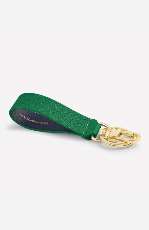 Shop Maison De Sabre Maison De Sabré Upcycled Leather Keychain In Emerald Green