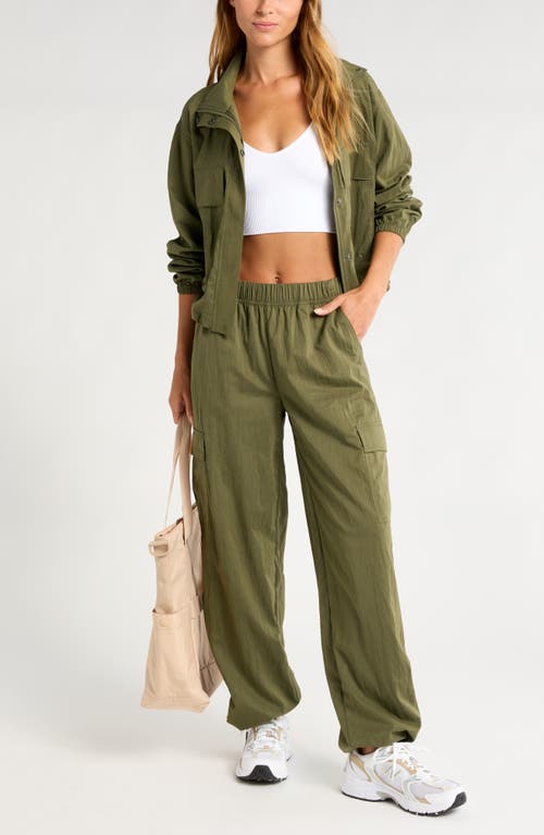 Shop Zella Boundless Utility Pants In Olive Night