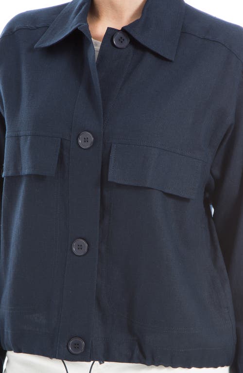 Max Studio Linen-blend Jacket In Navy