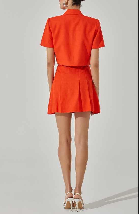 Astr Short Sleeve Crop Blazer In Orange