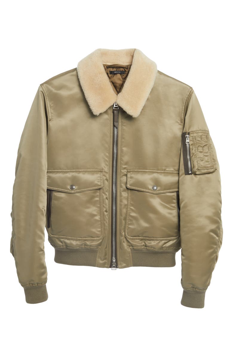 TOM FORD Nylon Twill Flight Jacket with Genuine Shearling Collar ...