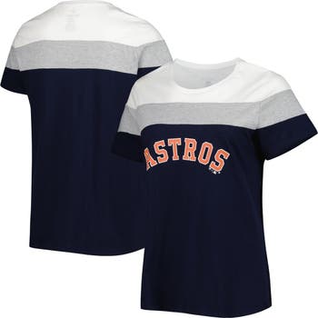 Profile White And Navy Houston Astros Plus Size Colorblock T-shirt in Blue