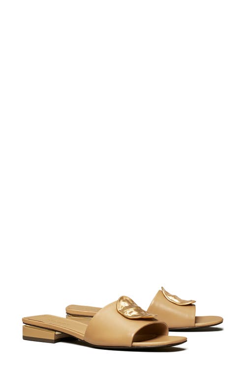 Tory Burch Patos Slide Sandal In Ginger Shortbread/gold/gold