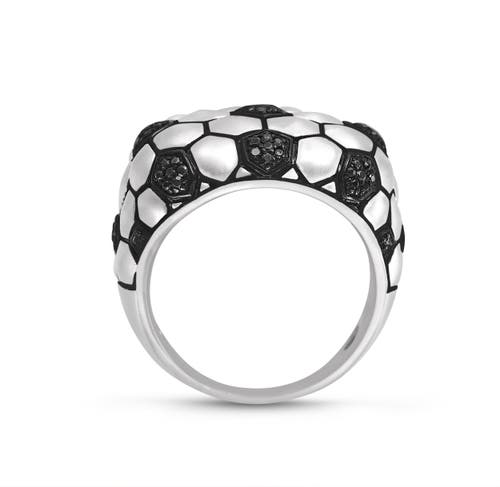 Shop Luvmyjewelry Soccer Football Silver & Black Diamond Statement Men Ring