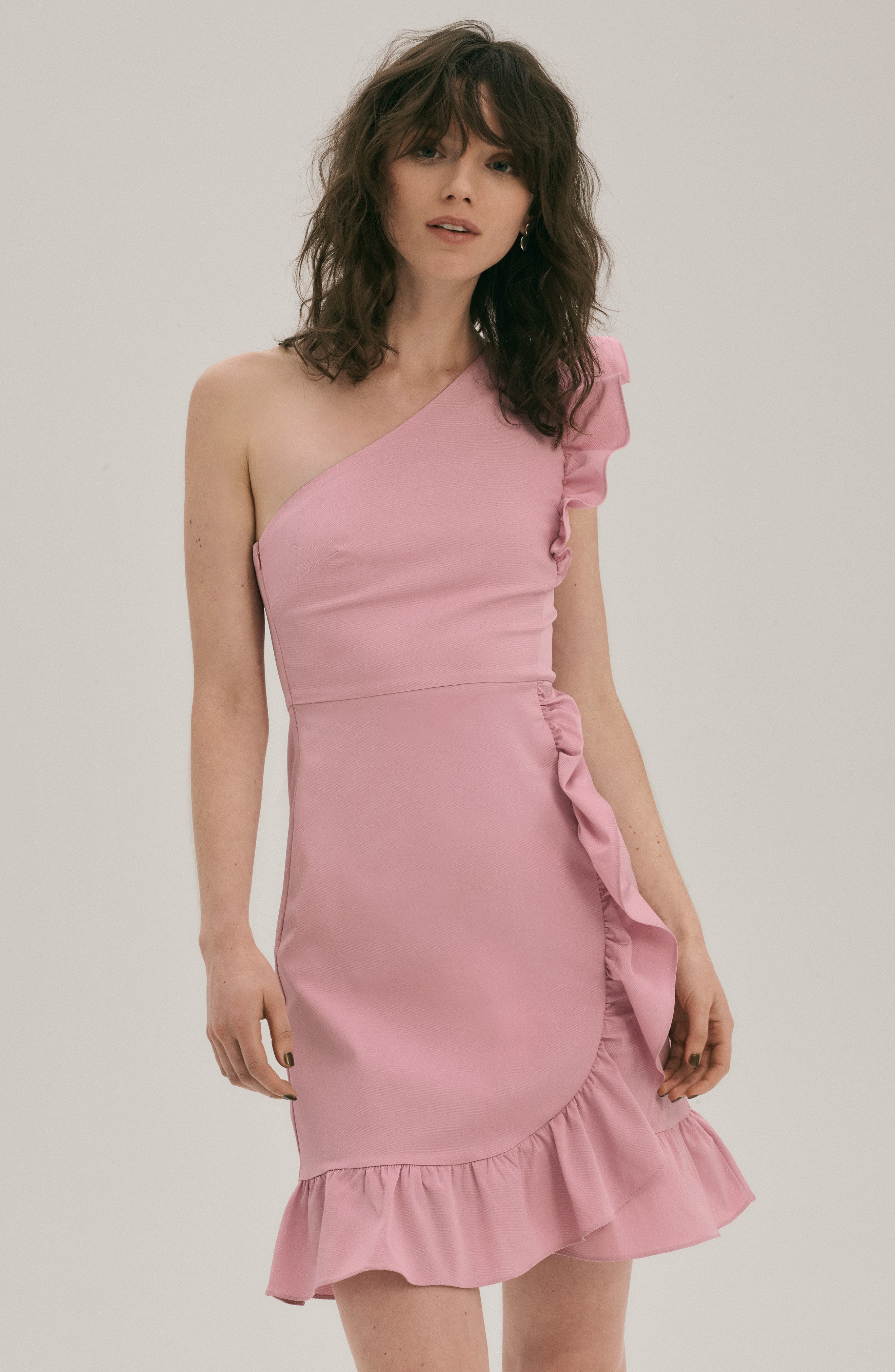 j crew one shoulder ruffle dress