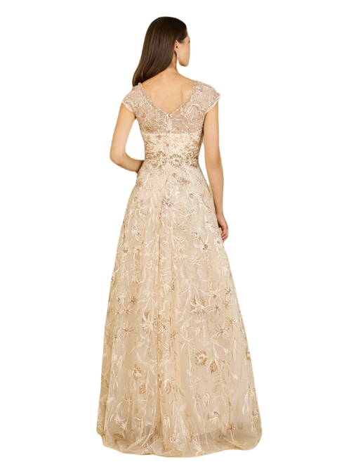 Shop Lara New York Lace Embellished A-line Dress In Champagne