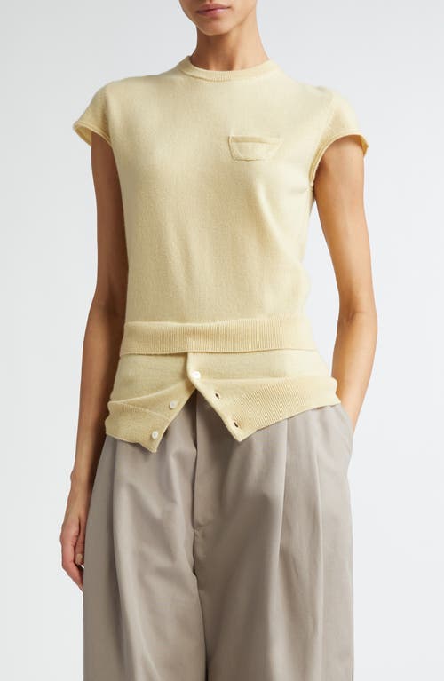 Layered Cap Sleeve Cashmere Sweater in Banana