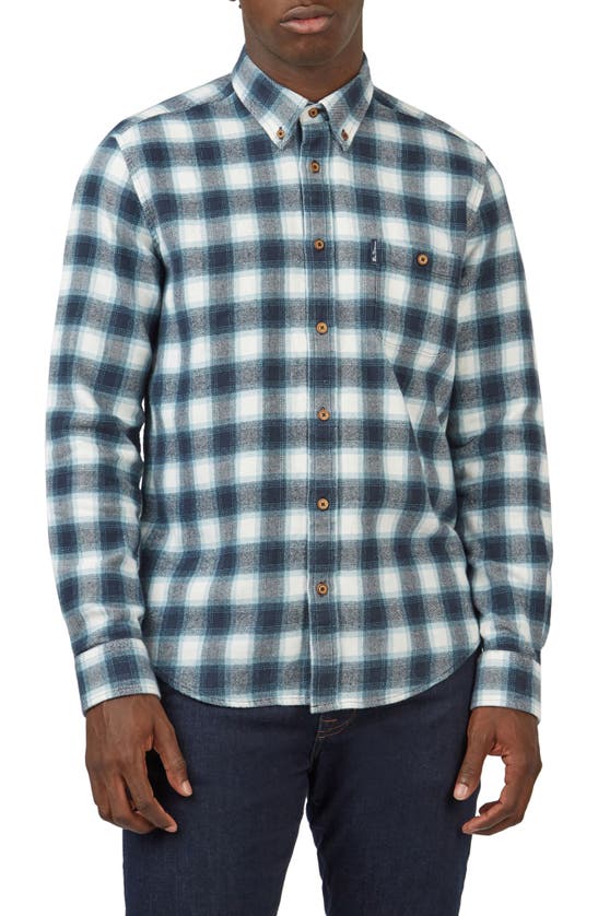 Ben Sherman Brushed Ombre Check Shirt In Midnight