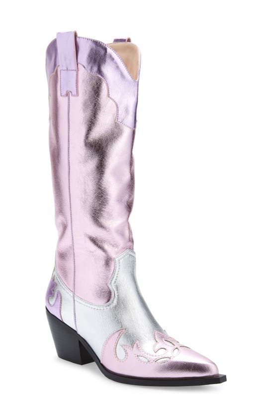 Azalea Wang Hendrix Knee High Western Boot In Pink Multi