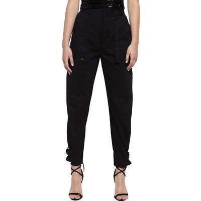 Bardot Riley Cinched Hem Cargo Pants, Black
