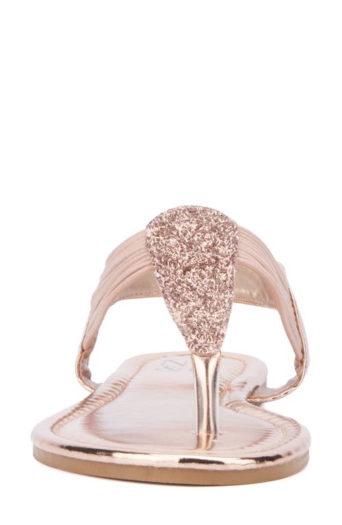New York And Company Freya T-strap Flat Sandal In Rose Gold