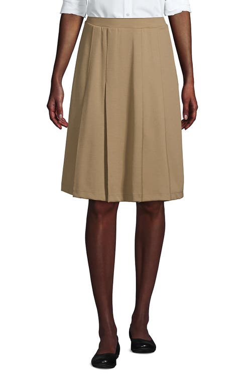 Shop Lands' End School Uniform  Ponte Pleat Skirt In Khaki