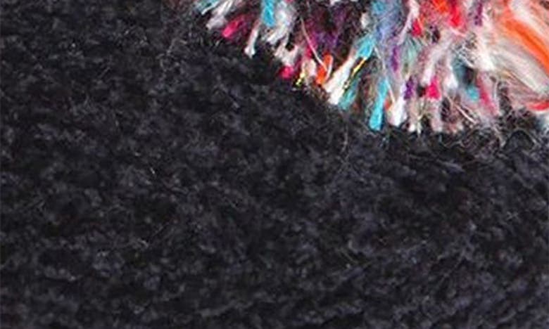 Memoi Cuddly Pompom Chenille Slipper Socks In Black