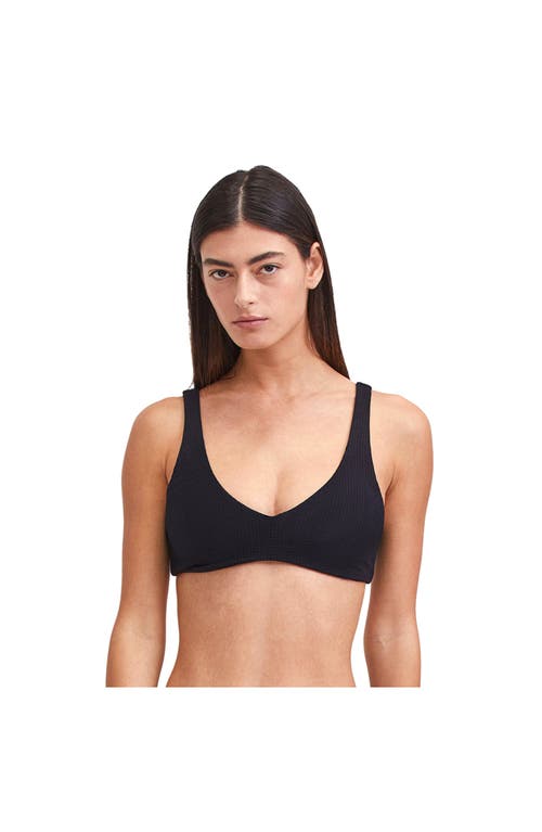 Au Naturel by Gottex Solid Textured V neck Bikini swim top Black at Nordstrom,