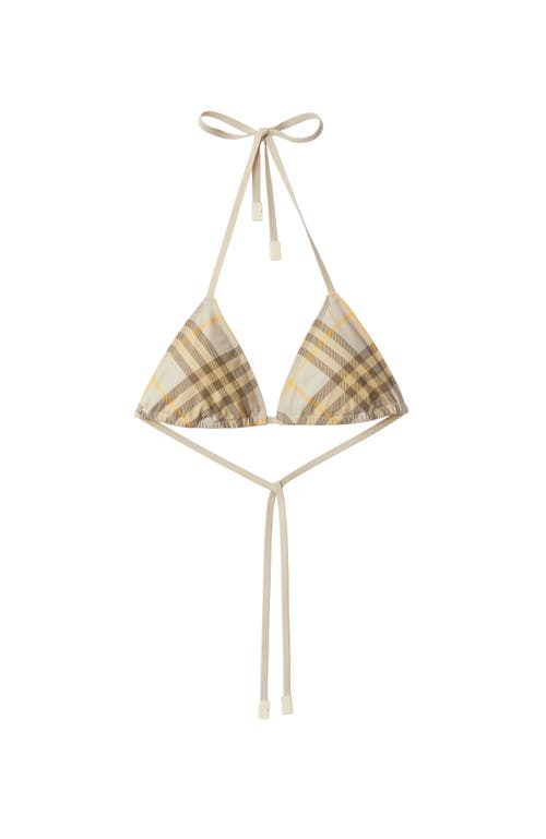 Shop Burberry Check Bikini Top In Wheat