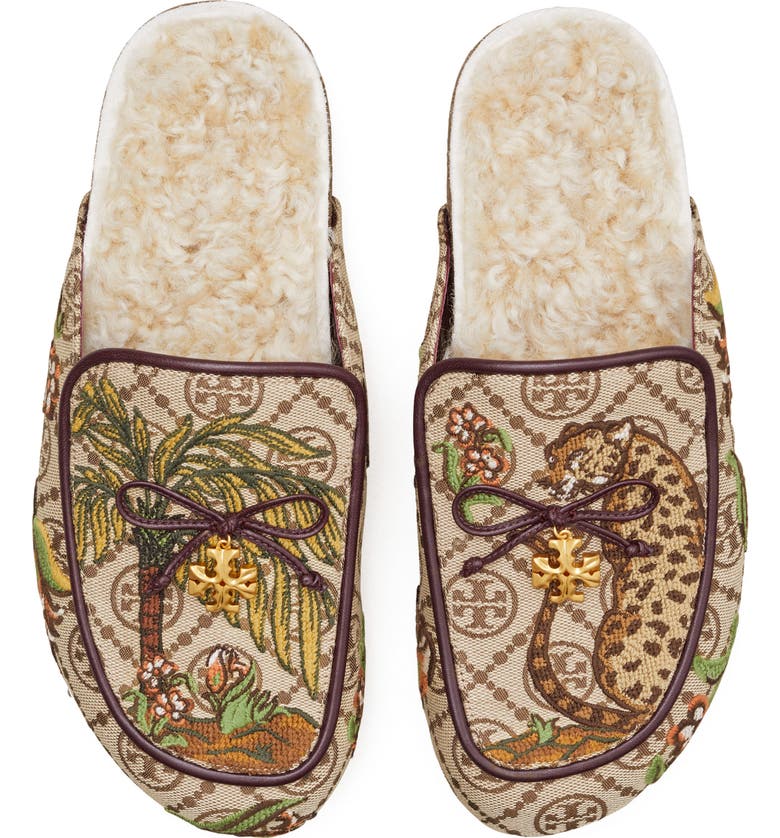 Tory Burch Genuine Shearling Jacquard Needlepoint Mismatched Mules |  Nordstrom
