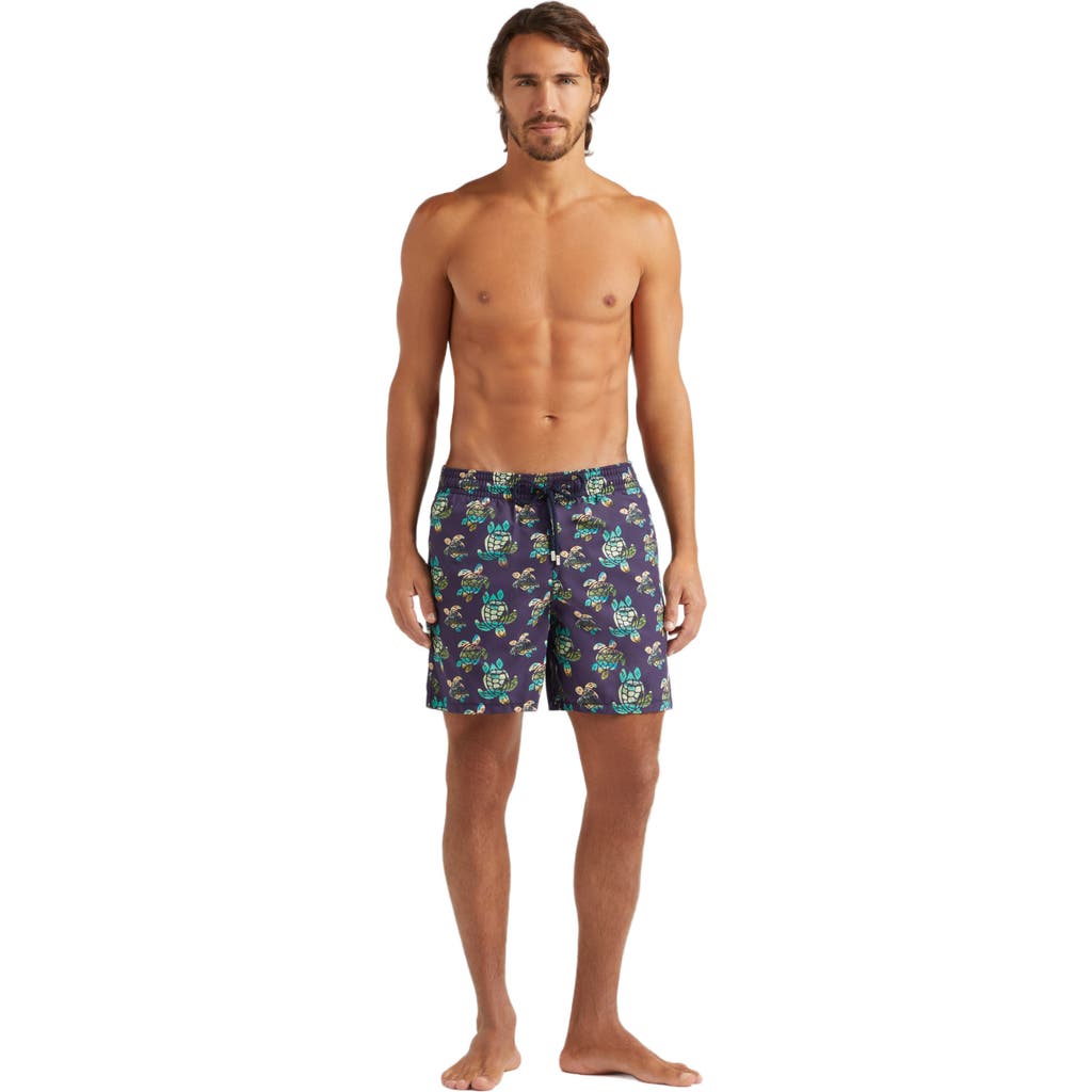 Vilebrequin Landscape Turtles Swim Trunks In Minuit