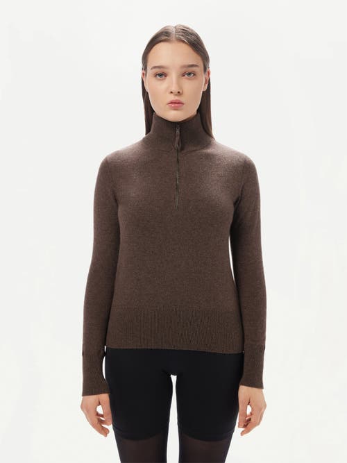 Shop Gobi Cashmere Quarter Zip Cashmere Sweater In Cocoa