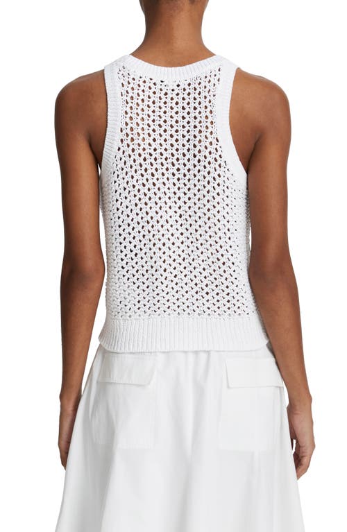 Shop Vince Open Stitch Organic Cotton Sweater Tank In Optic White