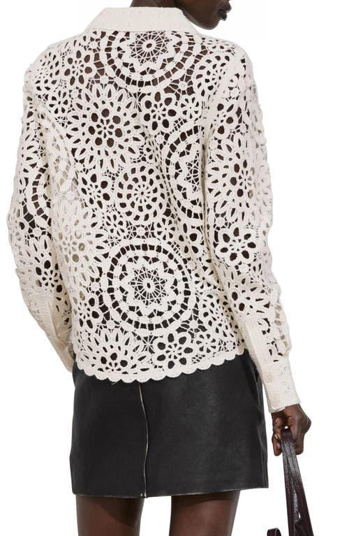 Shop & Other Stories Wool & Cotton Lace Button-up Shirt In White Dusty Light