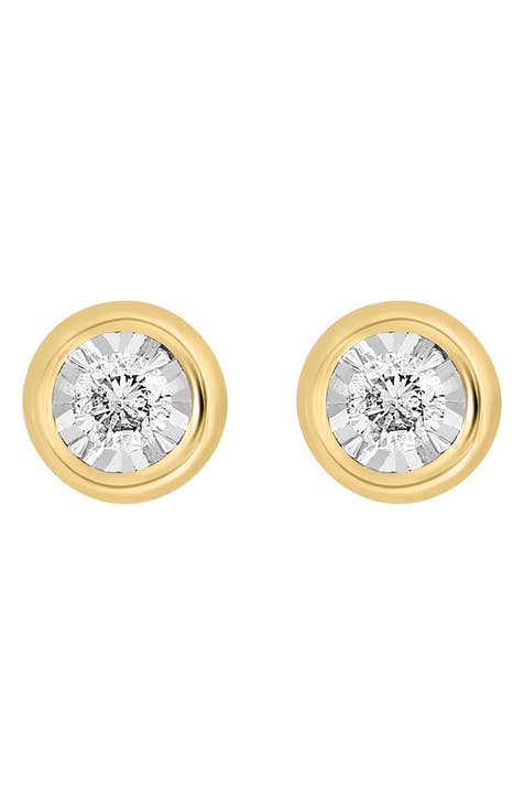 Two-Tone 14K Gold Diamond Stud Earrings - 0.14ct.